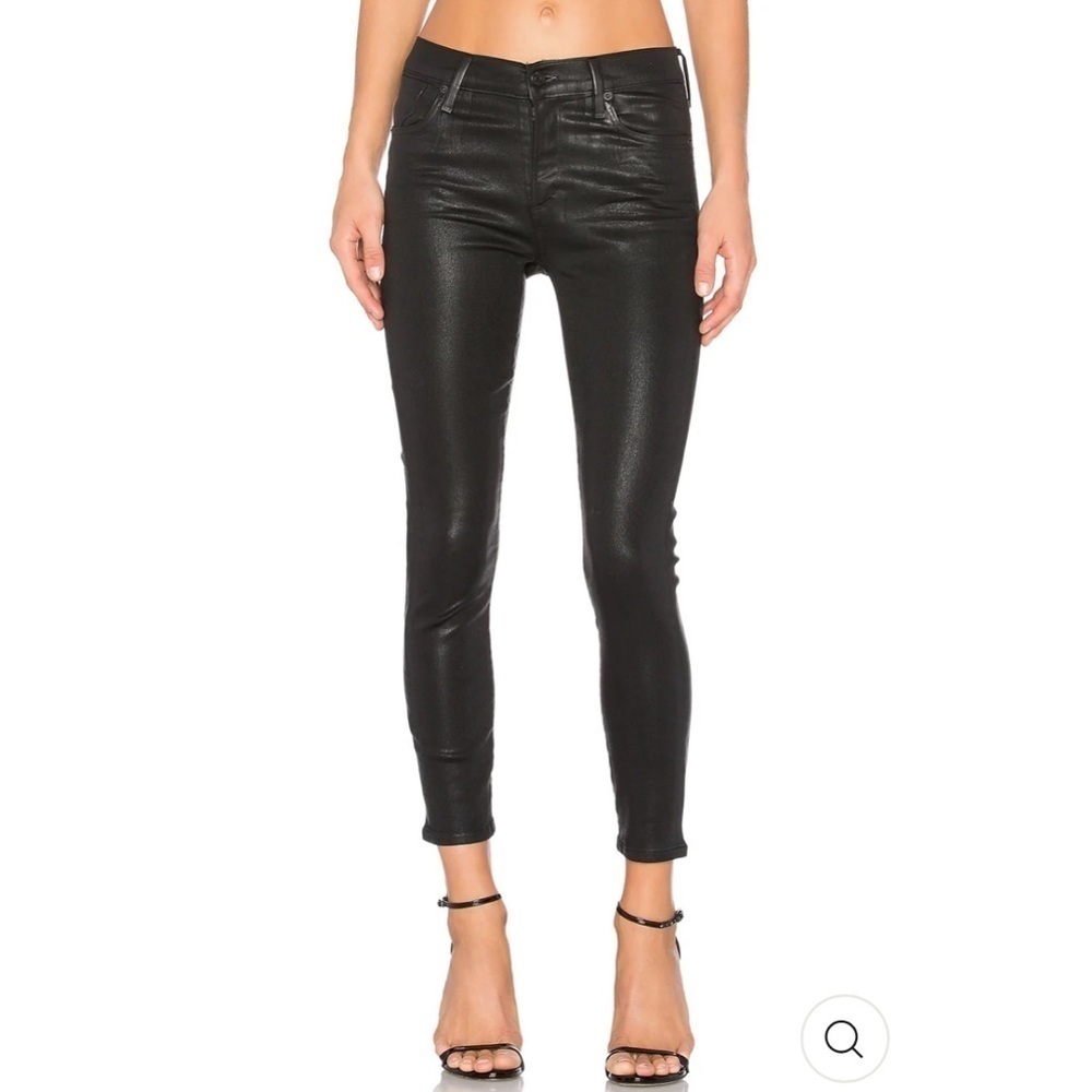 AGOLDE Sophie High Rise Skinny Black Leatherette Jeans in Size 24